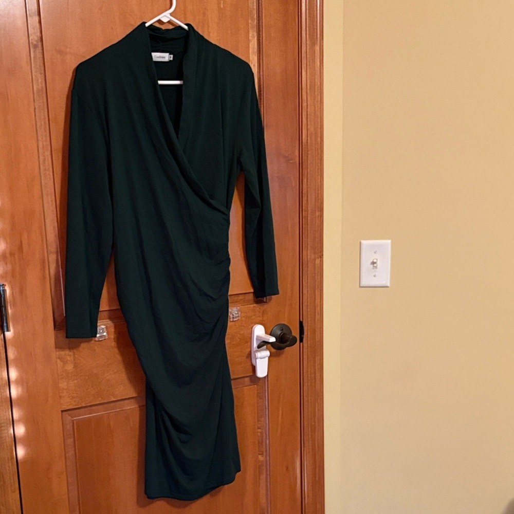 Elegant Dark Green Maternity Wrap Dress